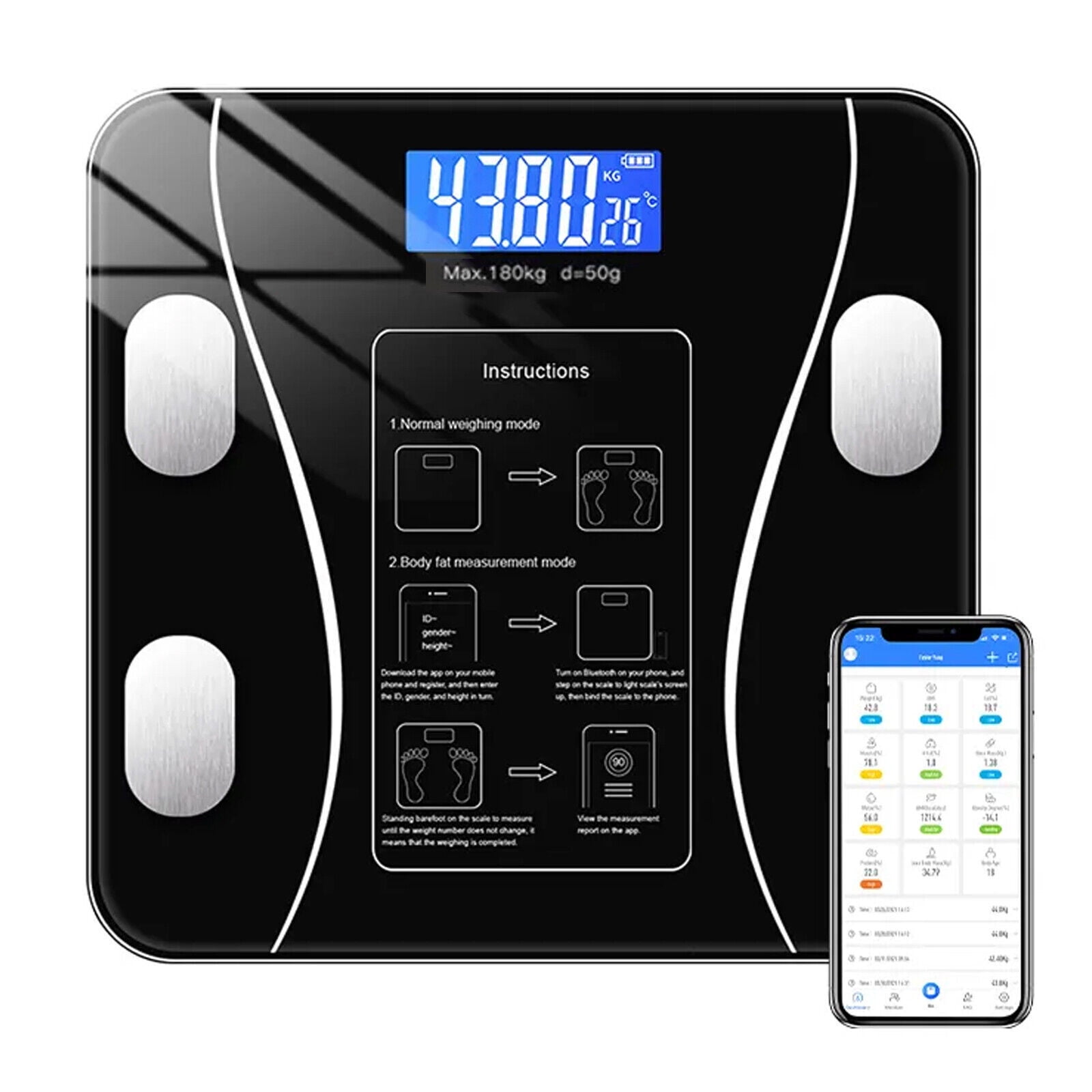 Digital Body Weight, Scale Backlit Display Bathroom, Scale High PrecisionBluetooth