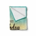 thumbnail image 2 of Birthday Soft Flannel Fleece Throw Blanket, Sincere Greeting Message on a Blurred Background Celebration Theme, Cozy Plush for Indoor and Outdoor Use, 70" x 90", Turquoise Green Yellow, by Ambesonne, 2 of 6