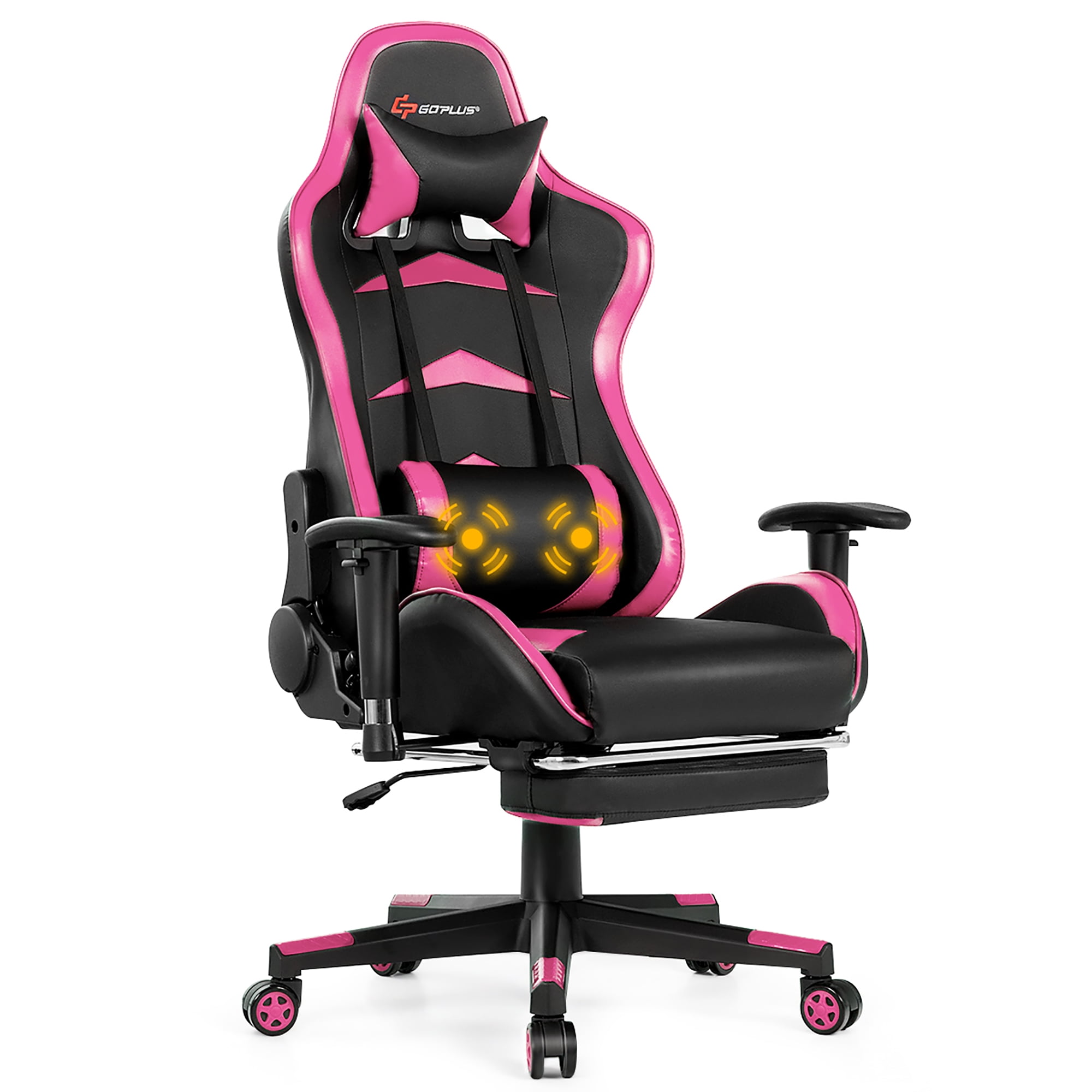 Goplus Massage Gaming Chair Reclining Swivel Racing Office Chair With Footrest Walmart Com Walmart Com
