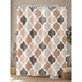 thumbnail image 4 of Ombre Brown Geometric Plaid Retro Abstract Morocco Gingham Standard Shower Curtain Set, Waterproof Shower Curtains for Bathroom, Washable Fabric Cloth Bath Curtain for Bathtub with Hooks 72x72 Inches, 4 of 6