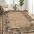 thumbnail image 2 of Hasoo Washable Office 9' x 12' Indoor Carpet Polyester Brown Stain-Resistant Border Area Rug for Room Decor, 2 of 6