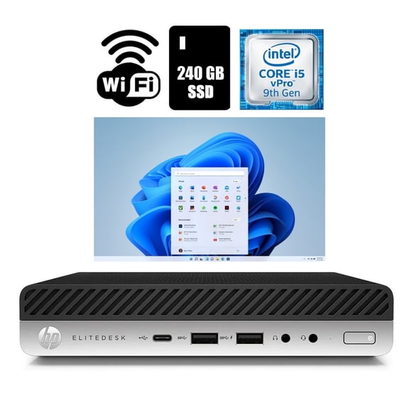 Restored HP EliteDesk 800 G5 Micro Desktop Computer Intel Core i5 9th Gen 16GB Ram 240GB SSD Wi-Fi Windows 11 Pro (Refurbished)