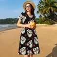 thumbnail image 4 of Fotbe PUG Pattern Dress Casual Womens Fashion Short Sleeve Maxi Dress T Shirt Dress Striped Long Color Block Maxi Dress, 4 of 6