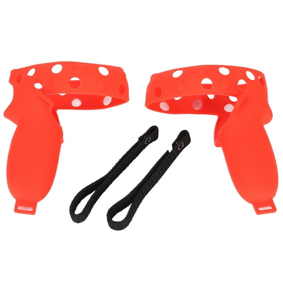 Controller Grip Cover for Oculus Quest 2 VR Controller Handle Silicone Protective Cover with Adjustable Knuckle StrapRed