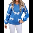 thumbnail image 1 of Suéter de Mujer Otoño 2025 - Jersey de Larga con Cuello Redondo, Jersey de Punto Oversize, Jersey Informal con Estampado Azul M, 1 of 10
