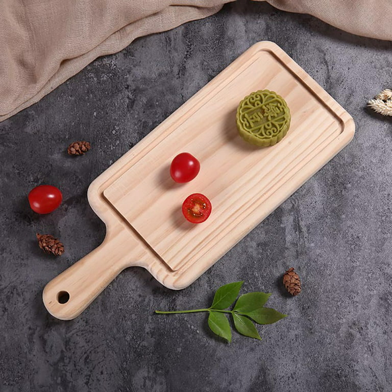 YSTKC Rubber Wood Cutting Board with Handle 13 x 7.5 Inch, Wooden Serving  Board with Handle, Cutting Chopping Board for Kitchen Home Baking, Fruits