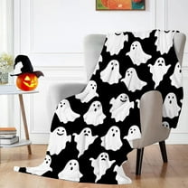 Nilvkv Halloween Blanket Cute Ghost Printed Blanket Throw Blanket Lunch Break Blanket Sofa Blanket Office Nap Blanket, Halloween Decor, 51.18x59.06in