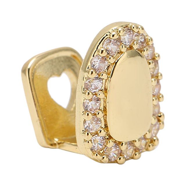 Hip Hop False Tooth Decoration For Men Women, Fits Most Tooth Sizes, Brass Base, Gold Plated, Fashionable Style, Convenient To Wear