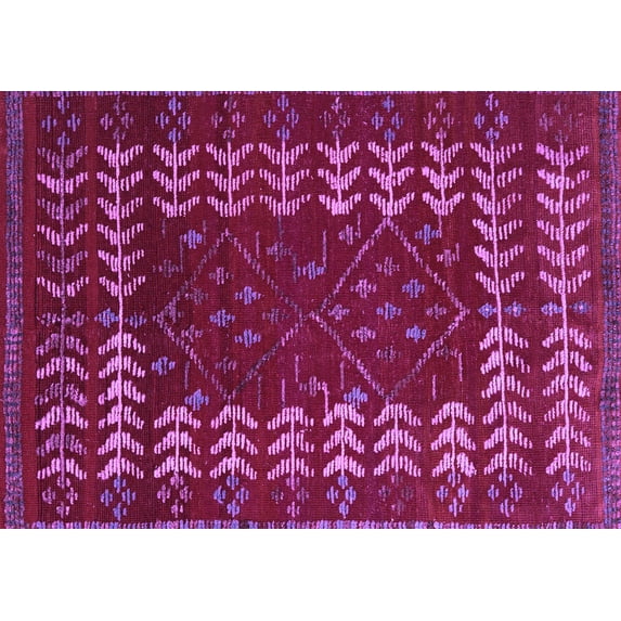 Ahgly Company Indoor Rectangle Abstract Purple Modern Area Rugs, 3' x 5'