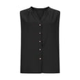 thumbnail image 4 of YOIAVAIOY Womens Sleeveless Button Down Shirts Cotton Linen Solid Blouses V Neck Work Casual Tank Tops Black M, 4 of 8