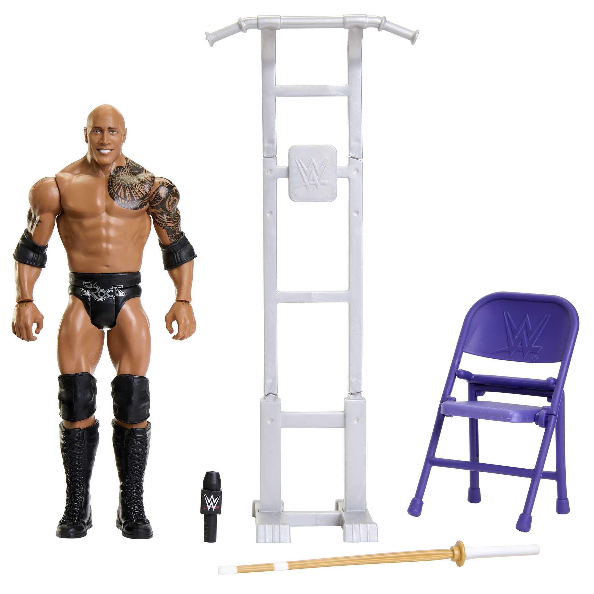 WWE Action Figure The Rock with Ringside Battle Accessories