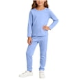thumbnail image 2 of Bixock Toddler Girls Cotton 2 Piece Set Crew Neck Pullover Tops and Jogger Pants Set Girls Fall Outfits Set Casual Soft Breathable Warm Sleepwear Homewear Kids Clothings 1-12 Years, 2 of 5