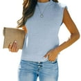 thumbnail image 2 of UJNDER Neck Knit Sweater Vest for Women Sleeveless Casual Ribbed Pullover Tank Blue S, 2 of 5