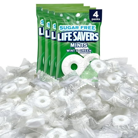 Lifesvers Wint O Green SBF3 Mint Candy 4 Packs (2.75oz each one) Sugar Free Mint Candy - Holiday Candy Individually Wrapped