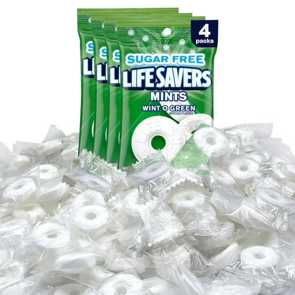 Lifesvers Wint O Green SBF3 Mint Candy 4 Packs (2.75oz each one) Sugar Free Mint Candy - Holiday Candy Individually Wrapped