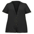 thumbnail image 3 of Femmes Été Shorts Manches Courtes Shorts V Cou Bouton-Down Rompers, 3 of 6