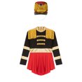 thumbnail image 4 of Aislor Girls Ringmaster Costume Majorette Outfits Long Sleeve Tassels Sequins Leotard Dress with Hat Black B 6, 4 of 7