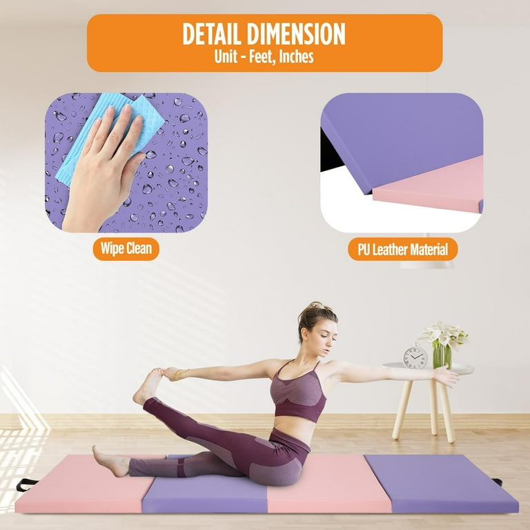 FDW 4 x6 x2 New Folding Panel Gymnastics Mat Perfect for Indoor Outdoor Exercise Multicolor