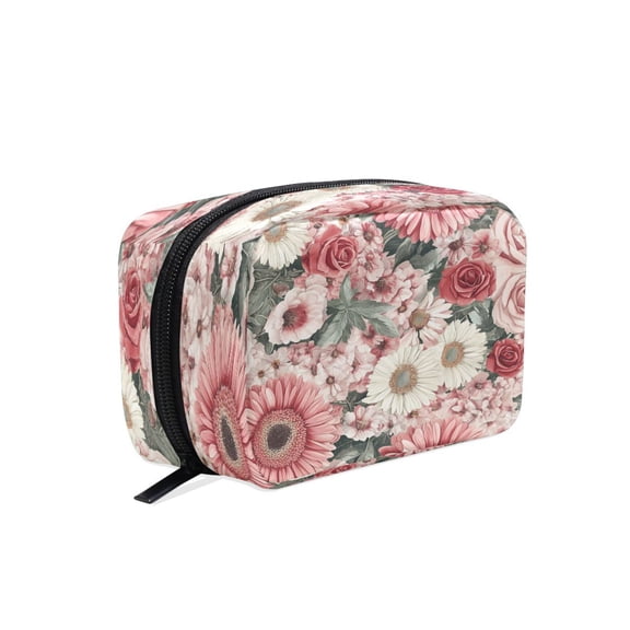 BZSMCE Makeup and Cosmetic Bag Women Simple Various Of Floral Pattern Square Cosmetic Bag