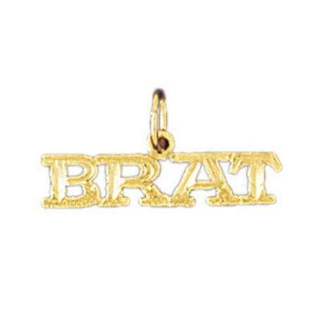 14K Yellow Gold Brat Saying Pendant - 10 mm