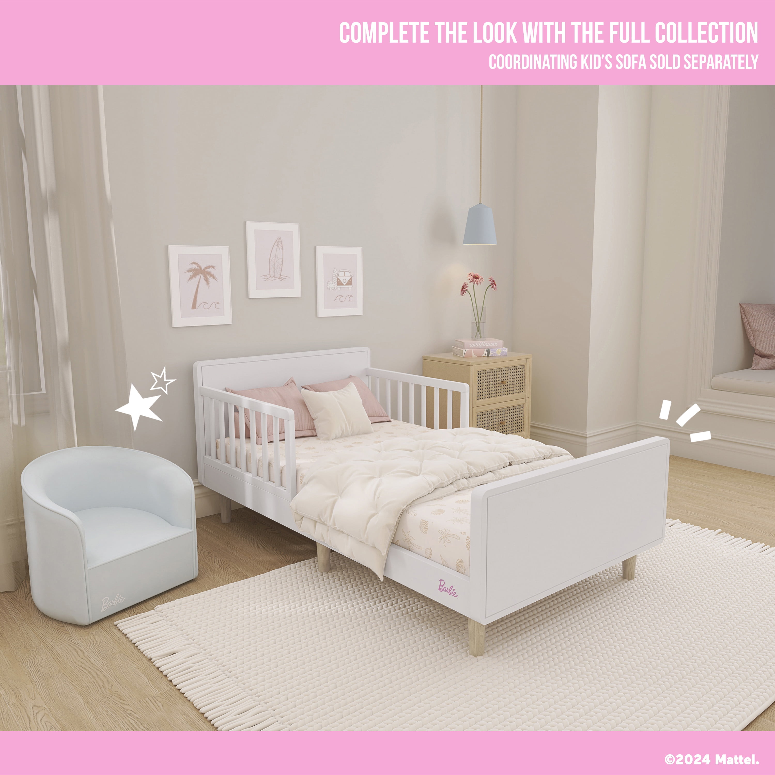 Evolur Barbie Los Altos Toddler Bed, Lavender Sky