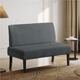 thumbnail image 2 of Renwick Corduroy Armless Loveseat with Rubberwood Legs, Dark Gray, 2 of 8