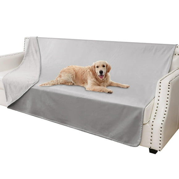 Tuffeel Couverture pour Chien 100 % Imperméable, Douce et Anti-Fuite pour Canapé, Protection de Meubles contre les Chiens Chiots Lavable (68"x82 Pouces, Gris Clair+gris Foncé)