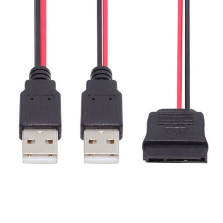 Xiwai DC 5V Dual USB to SATA 15Pin Power Cable for 2.5 inch SATA HDD SSD Disk Driver 5V 2A Max