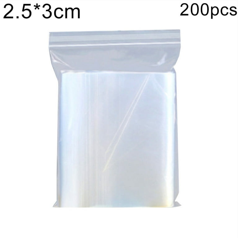 200pcs Small Clear Poly Zipper Bags Reclosable Zipper Lock Storage Plastic Bags for Jewelry, Candy Plastic Clear Food Storage Packing Coin Jewelry