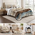 thumbnail image 6 of Quilts Queen Size Bedding Set, Coastal Nautical Lightweight Quilted Comforter, Summer Ocean Vintage Sailboats Waves Soft Reversible Bedspread Coverlet with Pillow Covers for All Season, 90" x 96", 6 of 9