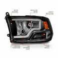 thumbnail image 3 of ANZO For Dodge Ram 1500 2009 2010 Crystal Headlights w/ Light Bar Black Housing | 111515, 3 of 5