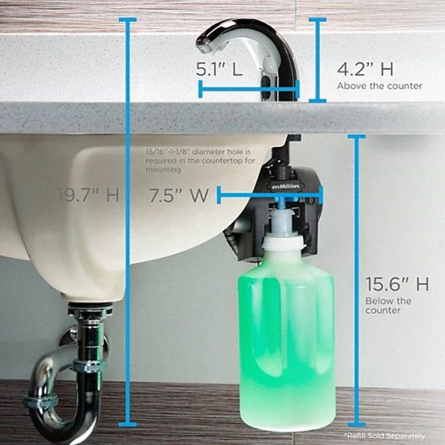 Georgia-Pacific EnMotion Chrome Automated 1800 mL Counter Mount Commercial Soap & Lotion Dispenser