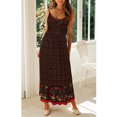 thumbnail image 3 of Vestido con tirantes finos, vestido con estampado floral, cintura elástica transpirable para la vida diaria para actividades al aire libre en interiores LYUMO ropa de mujer, 3 of 6