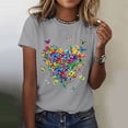 thumbnail image 2 of Women's T-shirts Women's Love Butterfly Printed Shirt Short Sleeve Round Neck T Shirt Fashion Top Lightweight Soft Casual Summer Clothing Clothes T-shirts, 2 of 5