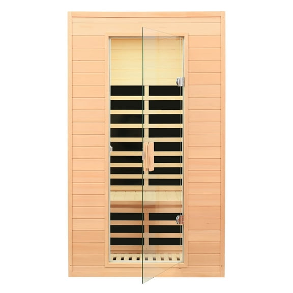 KUNSANA 2 Persons Indoor Far Infrared Sauna Room Hemlock Wood Sauna Detox 1500W