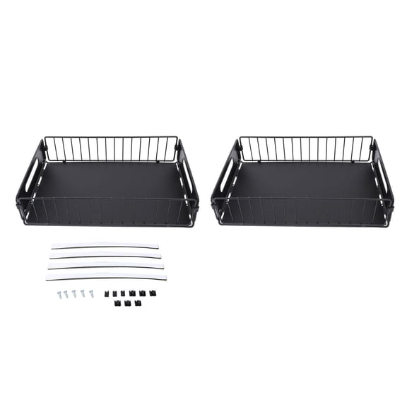 LAZIOEGR 2‑Pack Pull‑Out Cabinet Organizer – Metal Spice Rack & Kitchen Tray for Under‑Sink Storage, Flexible, Space‑Saving, Durable