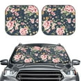 thumbnail image 2 of Kll Vintage Floral Windshield Sun Shade 2-Piece Foldable Car Front Window Sunshade For Most Sedans Suv Truck- Large, 2 of 7