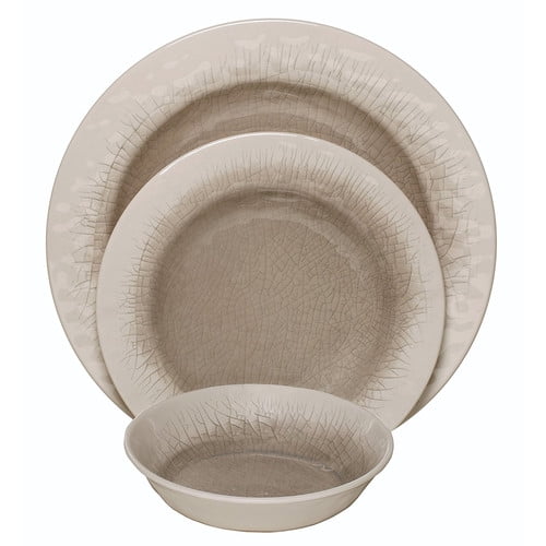 Melange Crackle Melamine 12 Piece Dinnerware Set Service For 4 Walmart Com Walmart Com