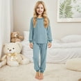 thumbnail image 2 of lnmuld Two Piece Outfits Girls Knitted Pajama Set Soft Sleepwear for Cozy Nighttime Comfort Breathable All Season Kids Loungewear Solid Color Size:2-3 Years, 2 of 4