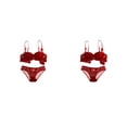 thumbnail image 4 of Minnieouse Conjunto de sujetadores de 1/2 copa, Bralette de encaje a la moda para mujer, ropa interior de realce con tirantes ajustables Vino rojo 70A 2piezas, 4 of 6