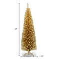 thumbnail image 2 of Costway 6FT Champagne Gold Tinsel Tree Unlit Slim Pencil Christmas Tree with Metal Stand, 2 of 8