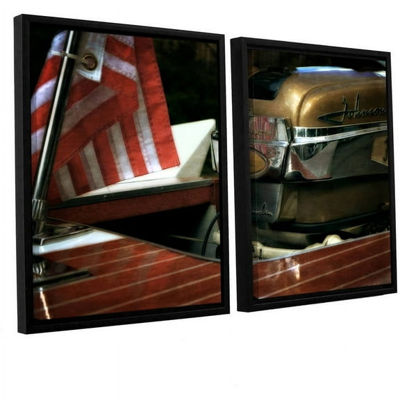 ArtWall Kevin Calkins "Chris Craft and Old Glory" 2-Piece Floater Framed Canvas Set