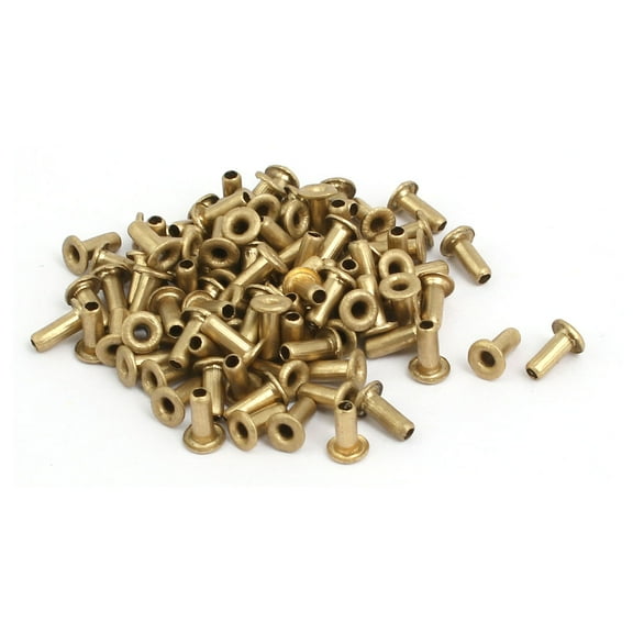 100pcs M2x5mm Brass Plated Metal Hollow Eyelets Rivets Gold Tone