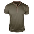 thumbnail image 5 of Resicozy Mens Henley Shirts Casual Lightweight Summer T-Shirt Fashion Short Sleeve Shirt Big and Tall Solid Color Tops Army Green L, 5 of 5