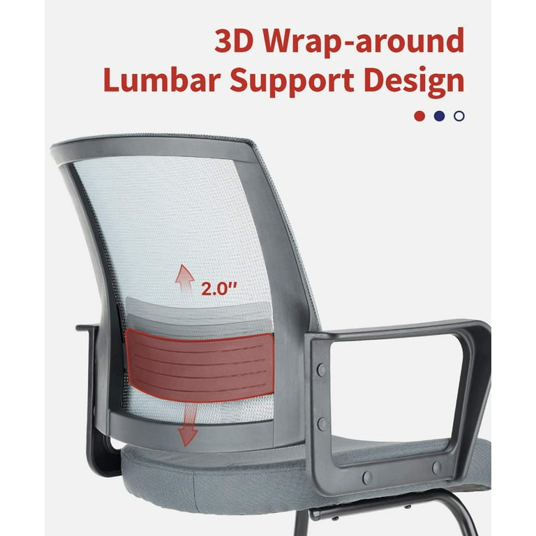 Clatina office guest chair with lumbar support and mid back mesh space air grid series for reception conference room hot sale
