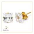 thumbnail image 5 of BEBERLINI Men Stud Earrings CZ 14K Gold Plated Stainless Steel Jewelry Square 9 mm, 5 of 7
