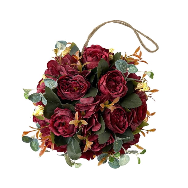 Ramo de bolas de flores de 20 cm, guirnalda de flores colgantes para boda Rojo
