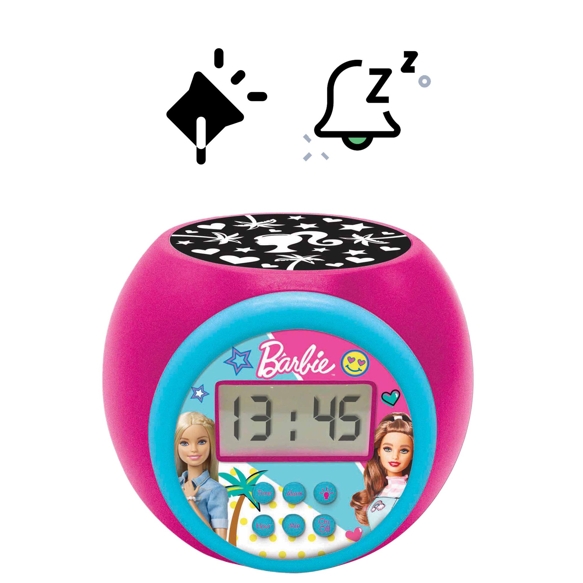 Lexibook Barbie Projector Alarm Clock, Snooze & Nightlight Timer, Kids