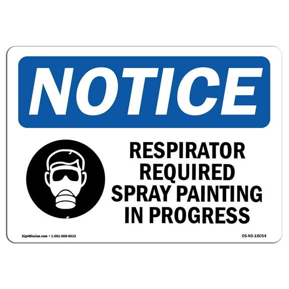 OSHA Notice Sign - Respirator Required Spray Painting Sign With Symbol | Decal | Protect Your Business, Work Site |  Made in the USA