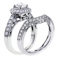 thumbnail image 2 of 1 Carat Antique Round Engraved Wedding Ring Set in White Gold, 2 of 4